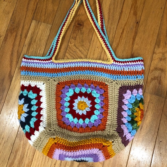 Handbags - Crochet granny square handbag